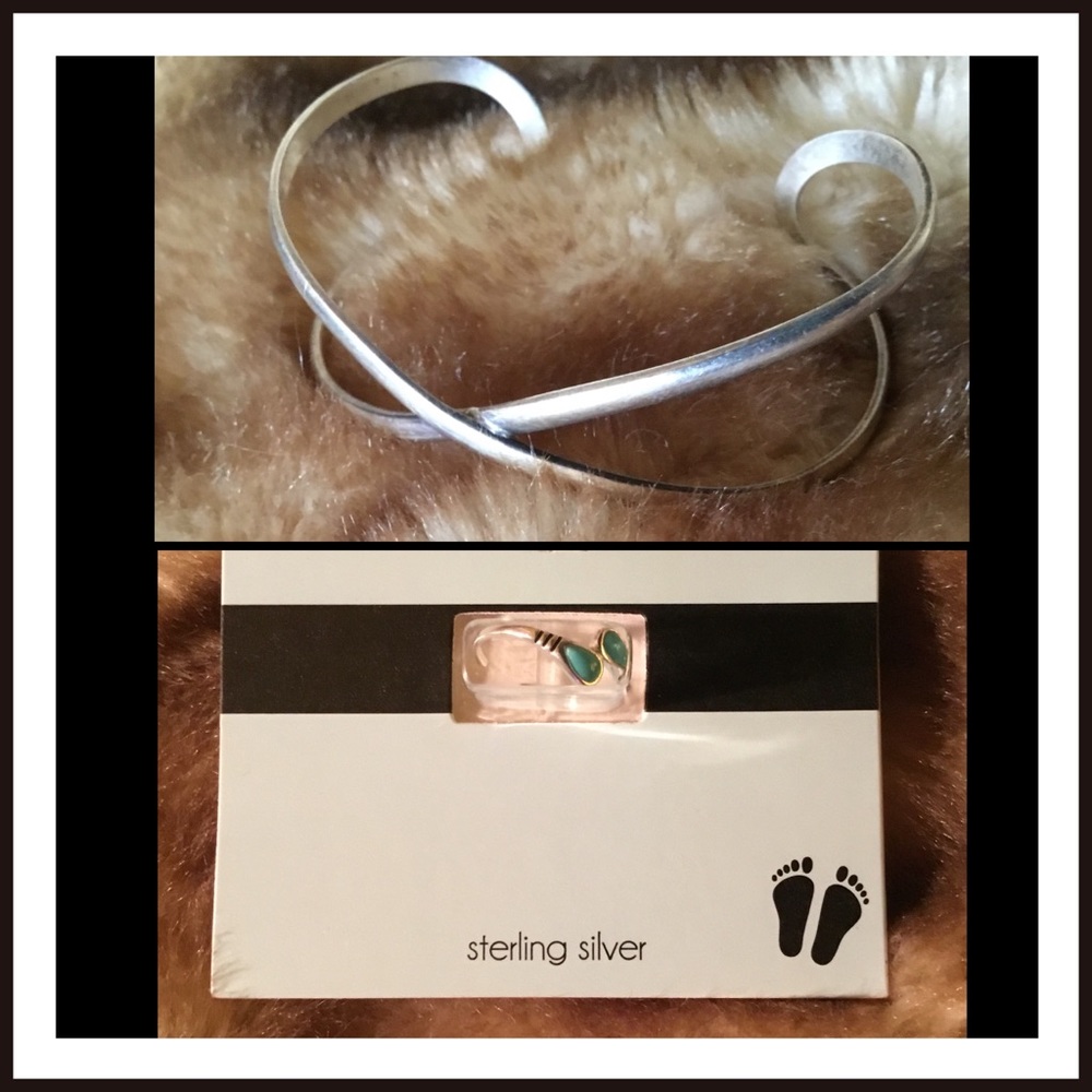 LOT STERLING SILVER CUFF & STERLING TOE RING💕💋